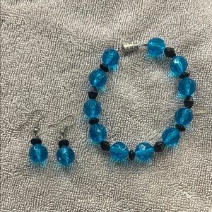 Blue and Black Beaded Jewelry Set